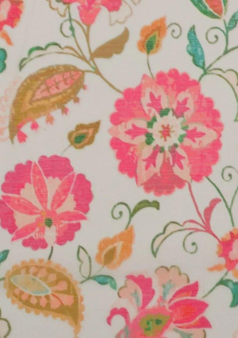 Pink Printed Chiffon Pre Draped Saree Set