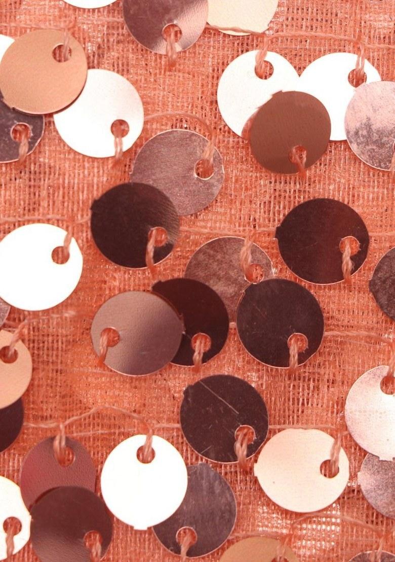 Light Orange Embellished Net Pre Draped Saree Set - Indya