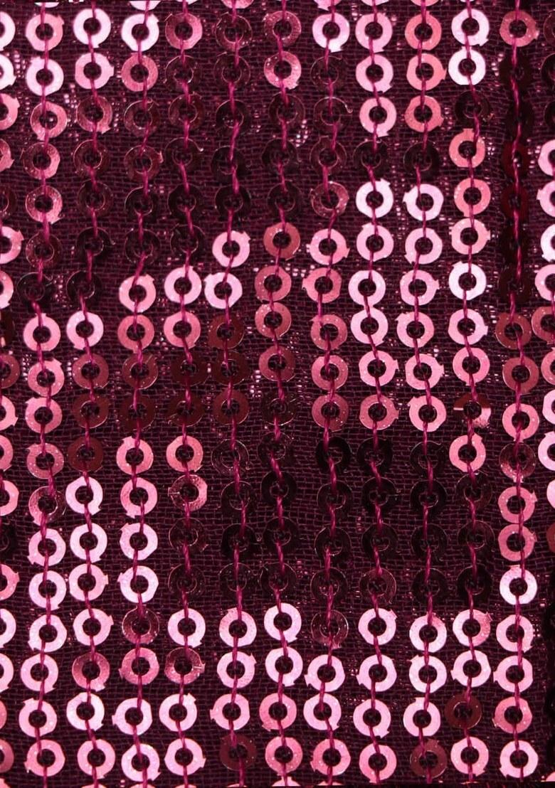 Hot Pink Sequin Embellished Georgette Pre Draped Saree Set - Indya