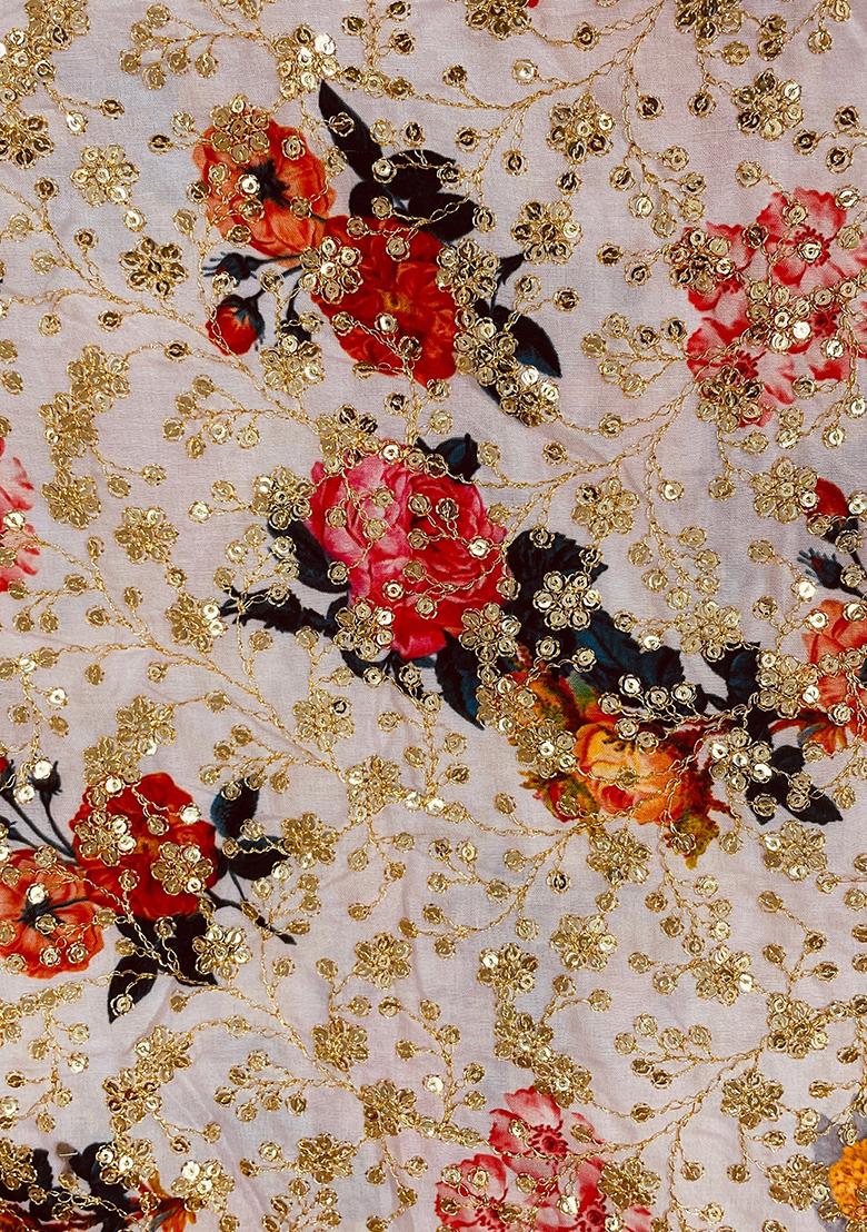 White Embroidered Blouse Georgette Pre Draped Saree Set