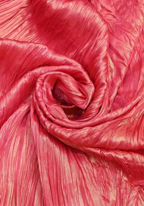 Pink Solid Georgette Pre Draped Saree Set