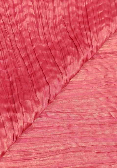 Pink Solid Georgette Pre Draped Saree Set