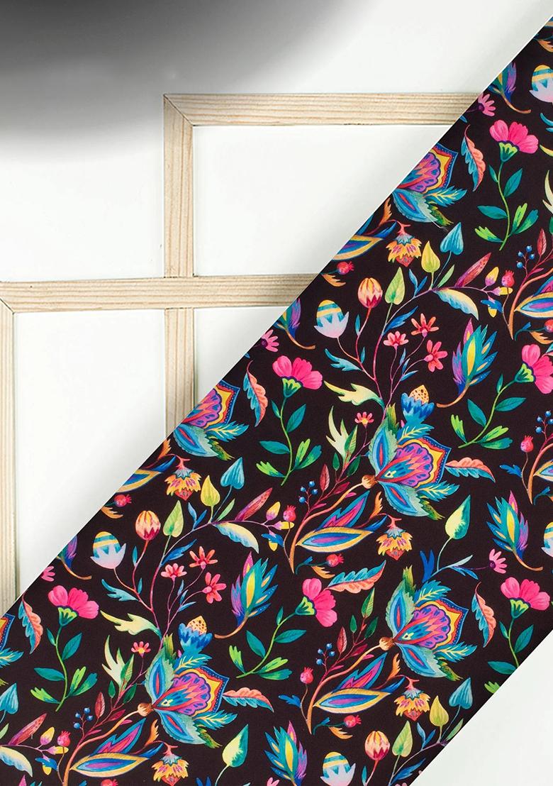 Multicolor Printed Rayon Pre Draped Saree Set - Indya