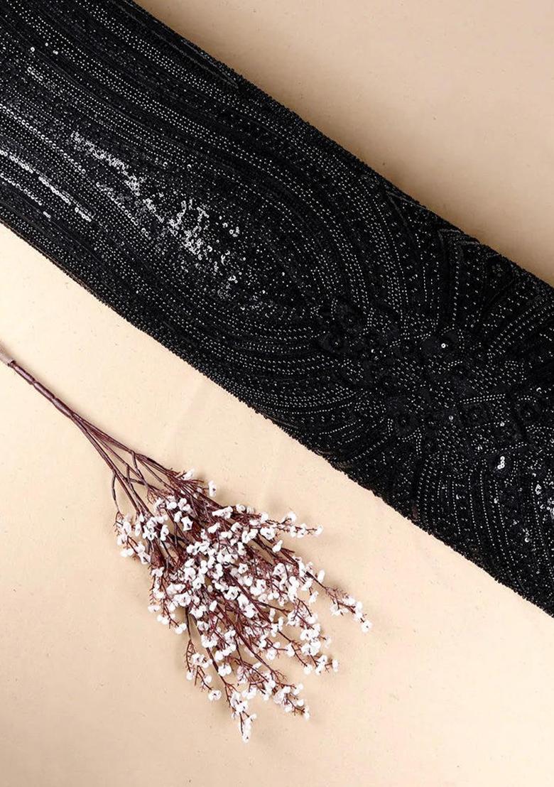 Green Sequin Tissue Pre Draped Saree Set