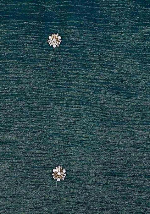 Green Sequin Tissue Pre Draped Saree Set