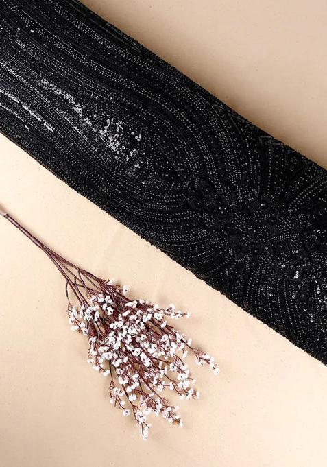 Green Sequin Tissue Pre Draped Saree Set