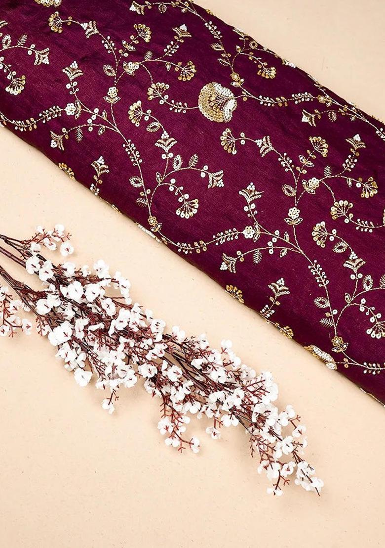 Wine Solid Silk Pre Draped Saree Set