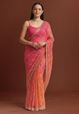 Multicolor Embellished Chinon Silk Pre Draped Saree Set