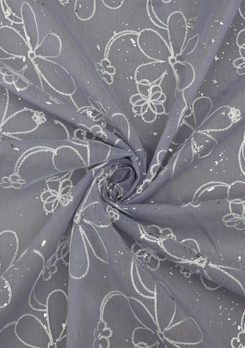 Lilac Embroidered Chanderi Pre Draped Saree Set