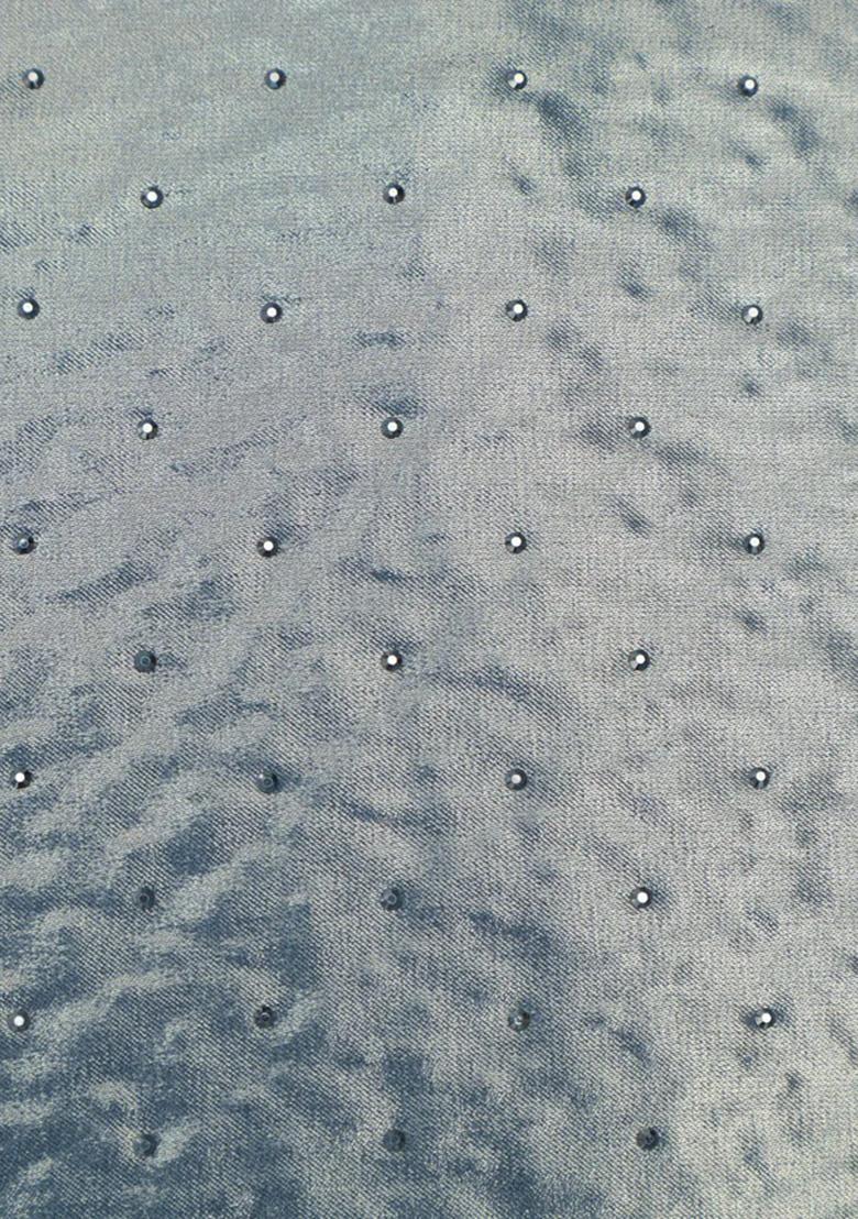 Grey Stone Work Satin Pre Draped Saree Set