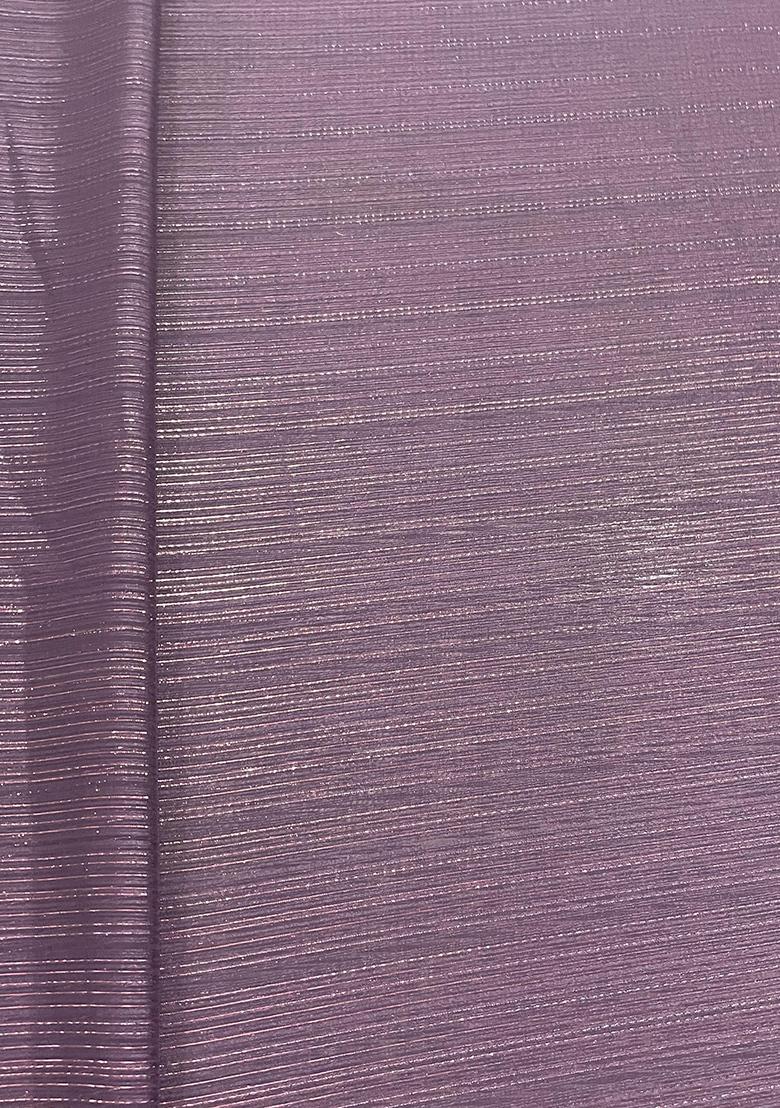 Lavender Solid Chiffon Pre Draped Saree Set - Indya