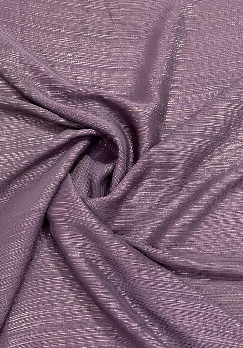 Lavender Solid Chiffon Pre Draped Saree Set