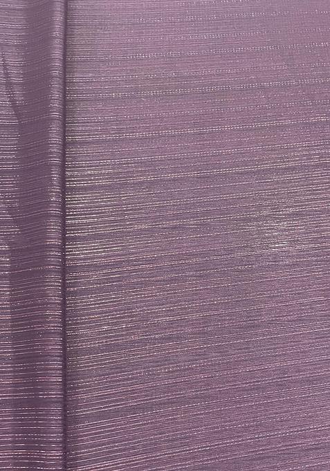 Lavender Solid Chiffon Pre Draped Saree Set