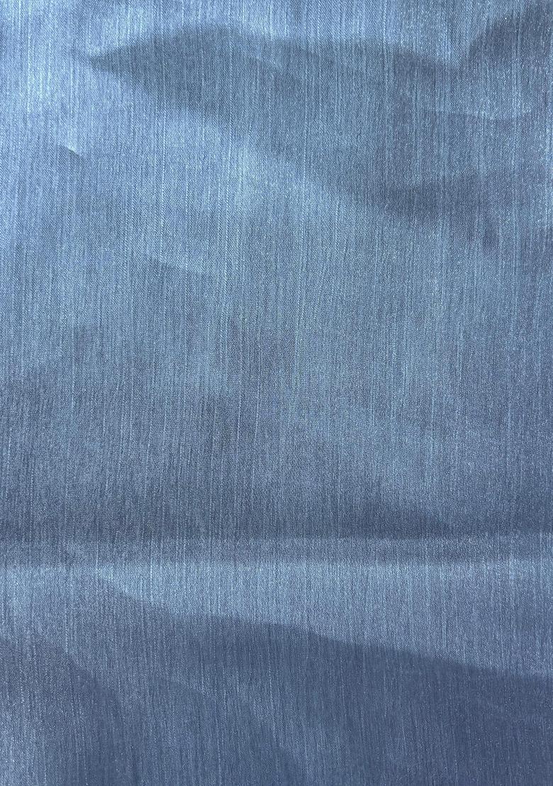 Sky Blue Solid Chiffon Pre Draped Saree Set - Indya