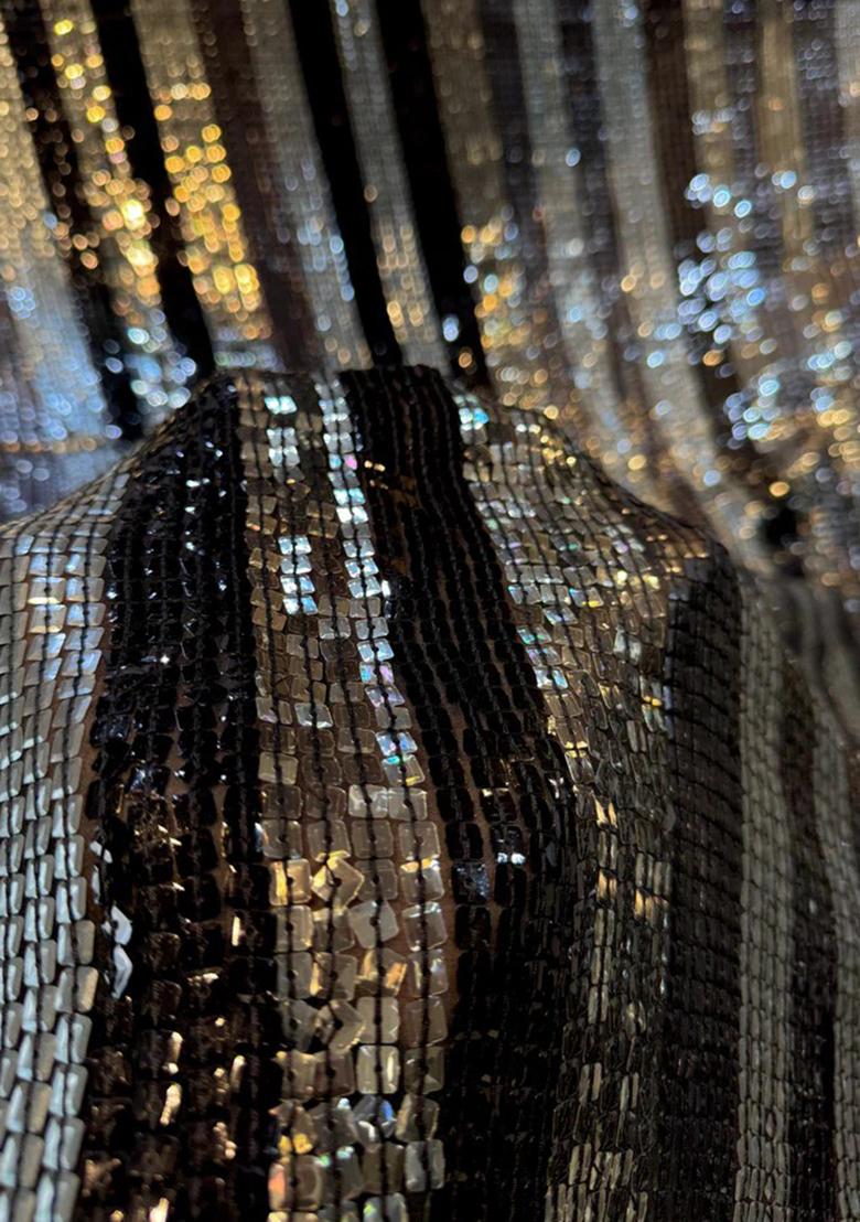 Black Embroidered Blouse Georgette Pre Draped Saree Set