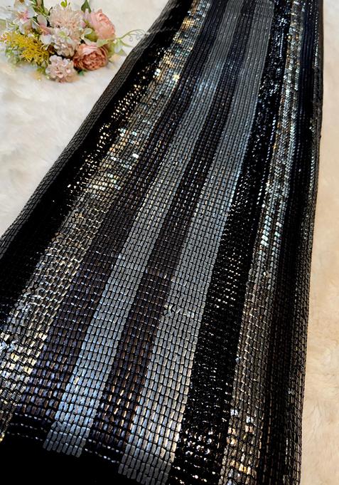 Black Embroidered Blouse Georgette Pre Draped Saree Set