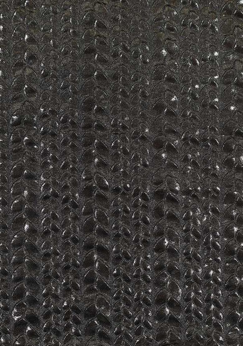 Black Solid Chiffon Pre Draped Saree Set - Indya