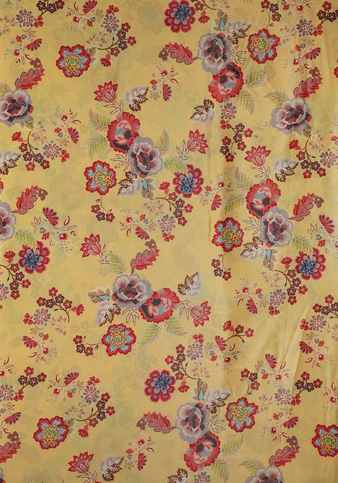 Yellow Printed Crepe Pre Draped Saree Set