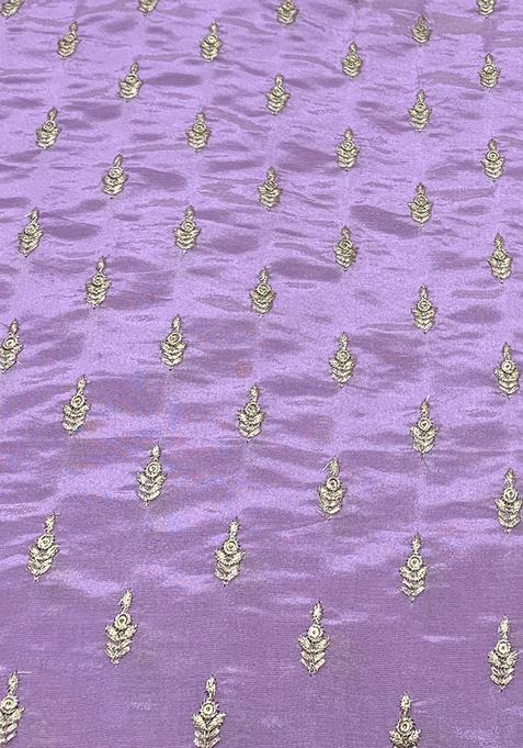 Lavender Sequin Embroidered Tissue Pre Draped Saree Set