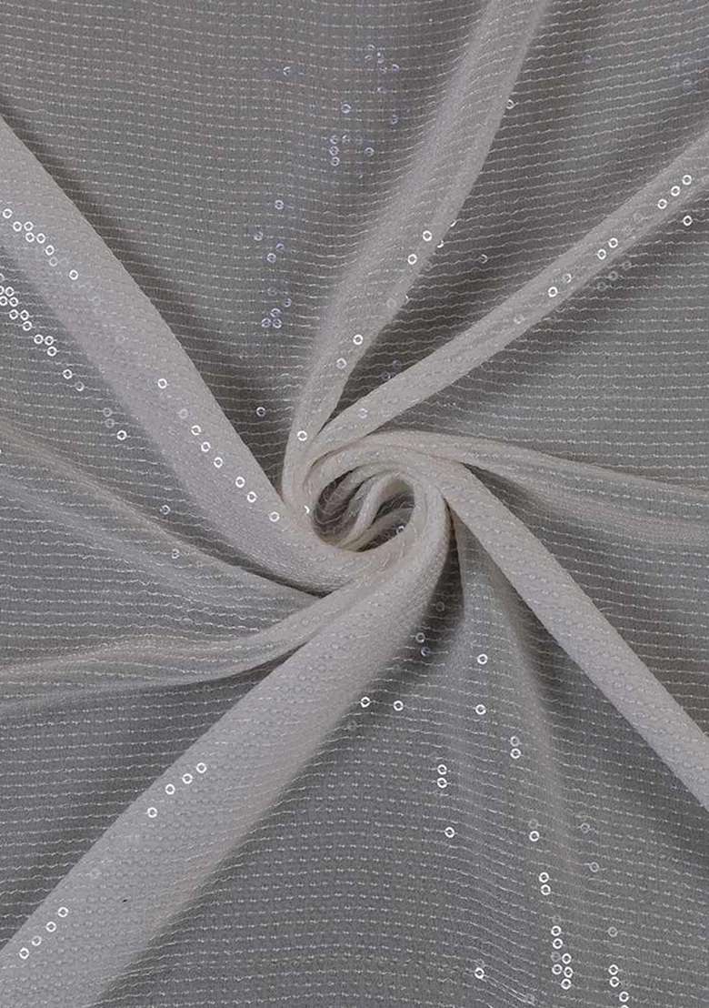 Grey Embellished Georgette Pre Draped Saree Set - Indya