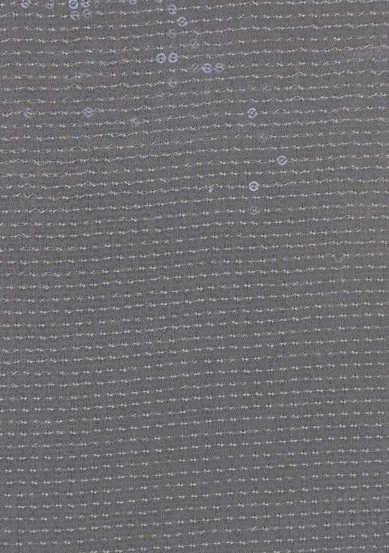 Grey Embellished Georgette Pre Draped Saree Set - Indya