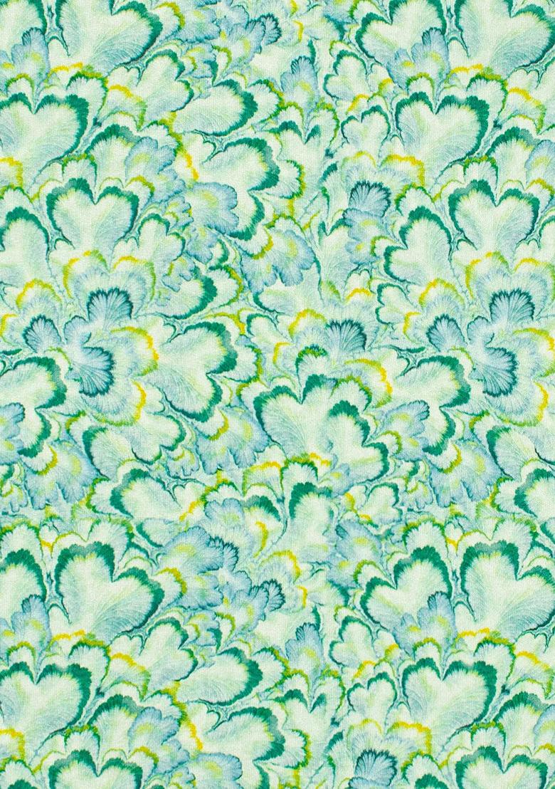 Sea Green Printed Crepe Pre Draped Saree Set - Indya