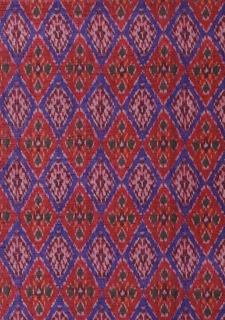 Maroon Printed Silk Pre Draped Saree Set