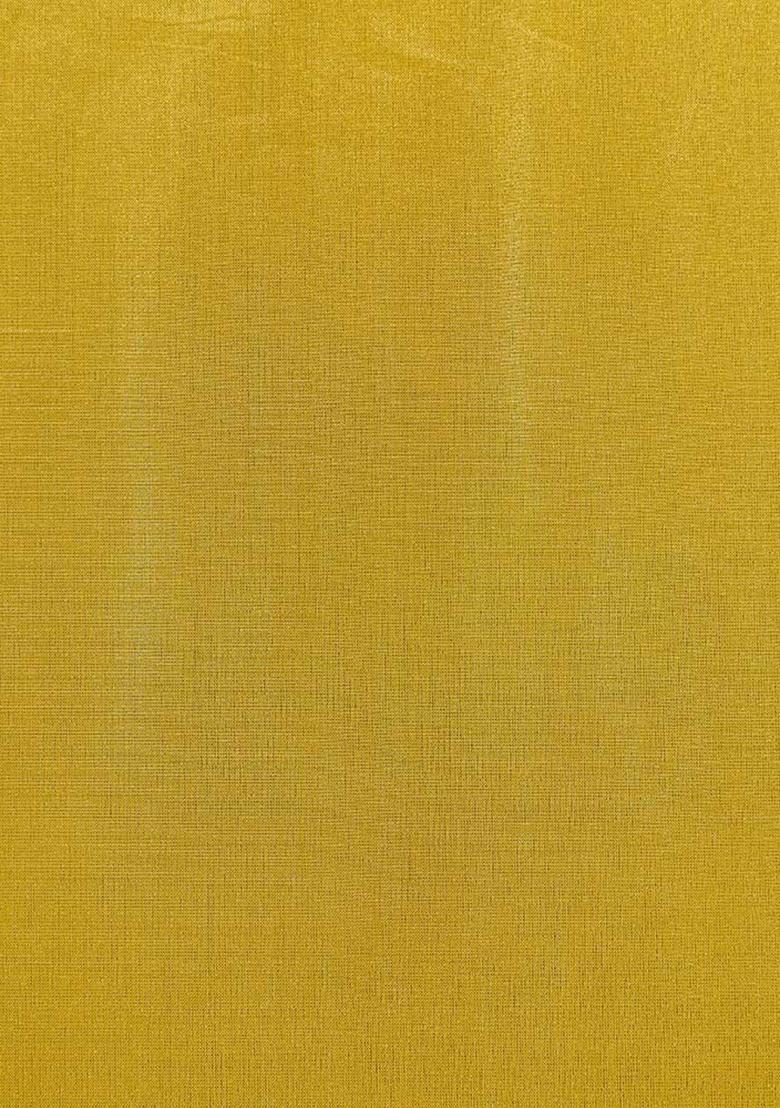 Yellow Solid Tissue Pre Draped Saree Set