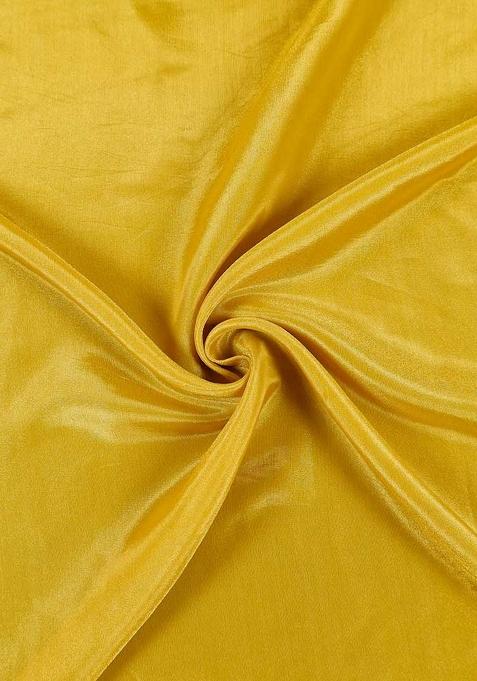 Yellow Solid Tissue Pre Draped Saree Set