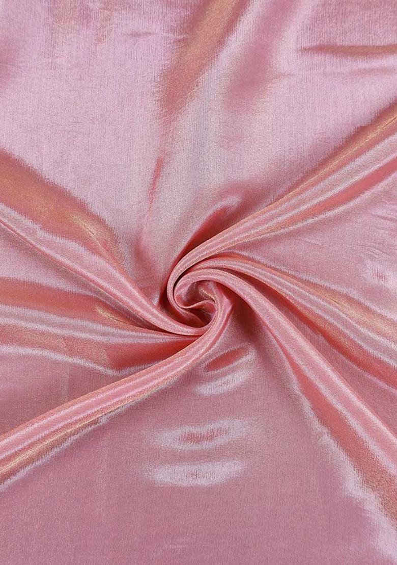 Light Pink Solid Tissue Pre Draped Saree Set