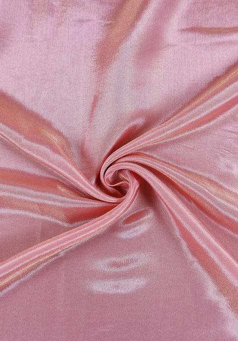 Light Pink Solid Tissue Pre Draped Saree Set