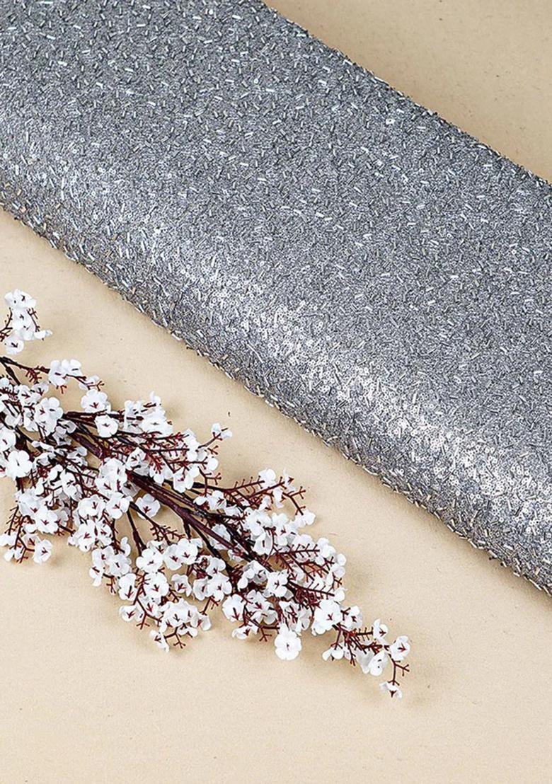 Grey Sequin Embellished Blouse Georgette Pre Draped Saree Set - Indya