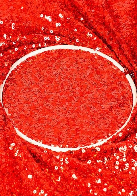 Red Sequin Blouse Georgette Pre Draped Saree Set