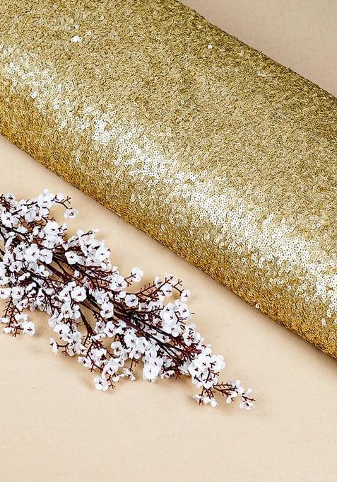 Golden Sequin Blouse Georgette Pre Draped Saree Set