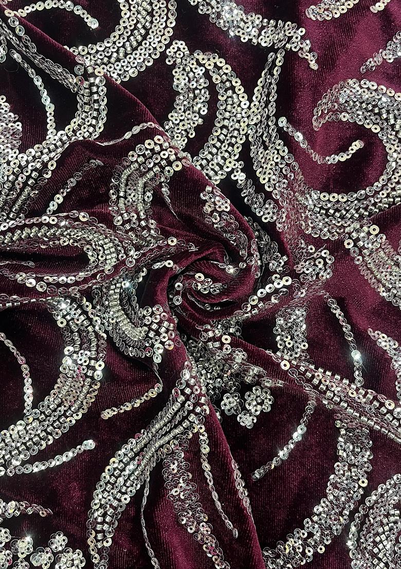 Maroon Sequin Embellished Blouse Georgette Pre Draped Saree Set