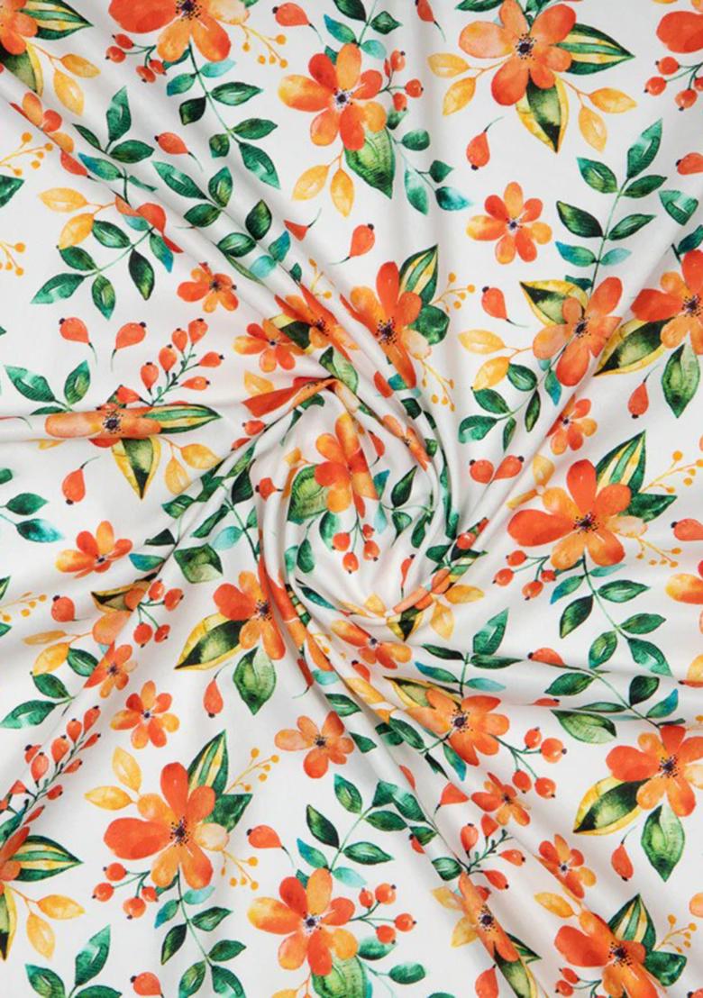 Multicolor Printed Crepe Pre Draped Saree Set