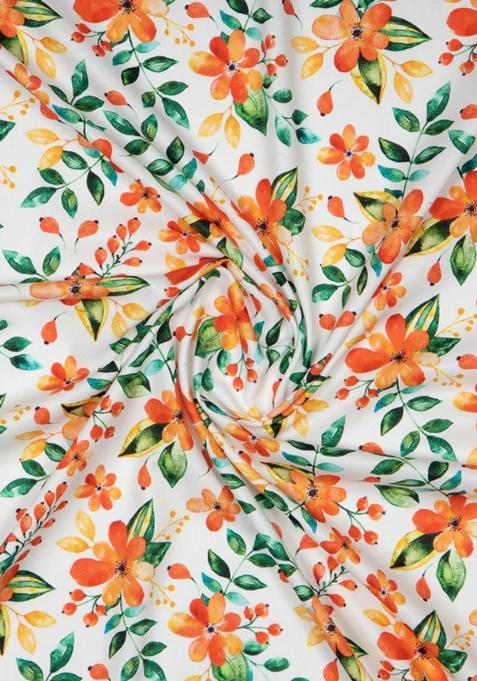 Multicolor Printed Crepe Pre Draped Saree Set