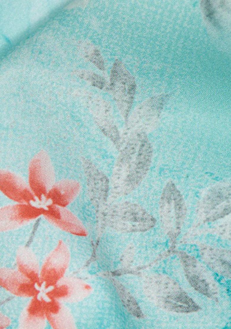 Sky Blue Printed Crepe Fusion Set - Indya