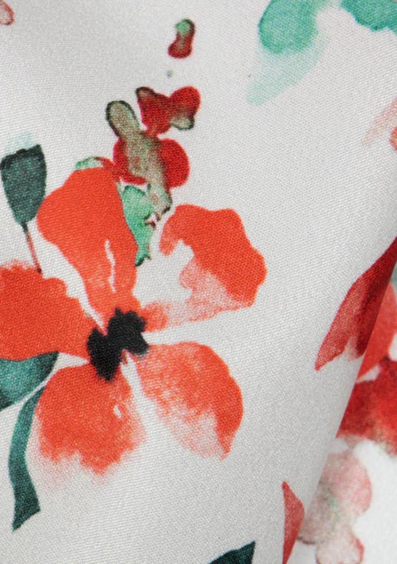 White Printed Crepe Fusion Set - Indya