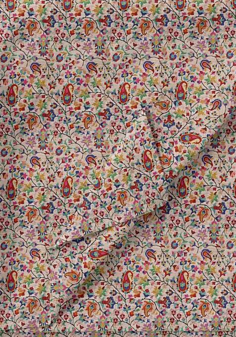 Multicolor Printed Chinon Pre Draped Saree Set