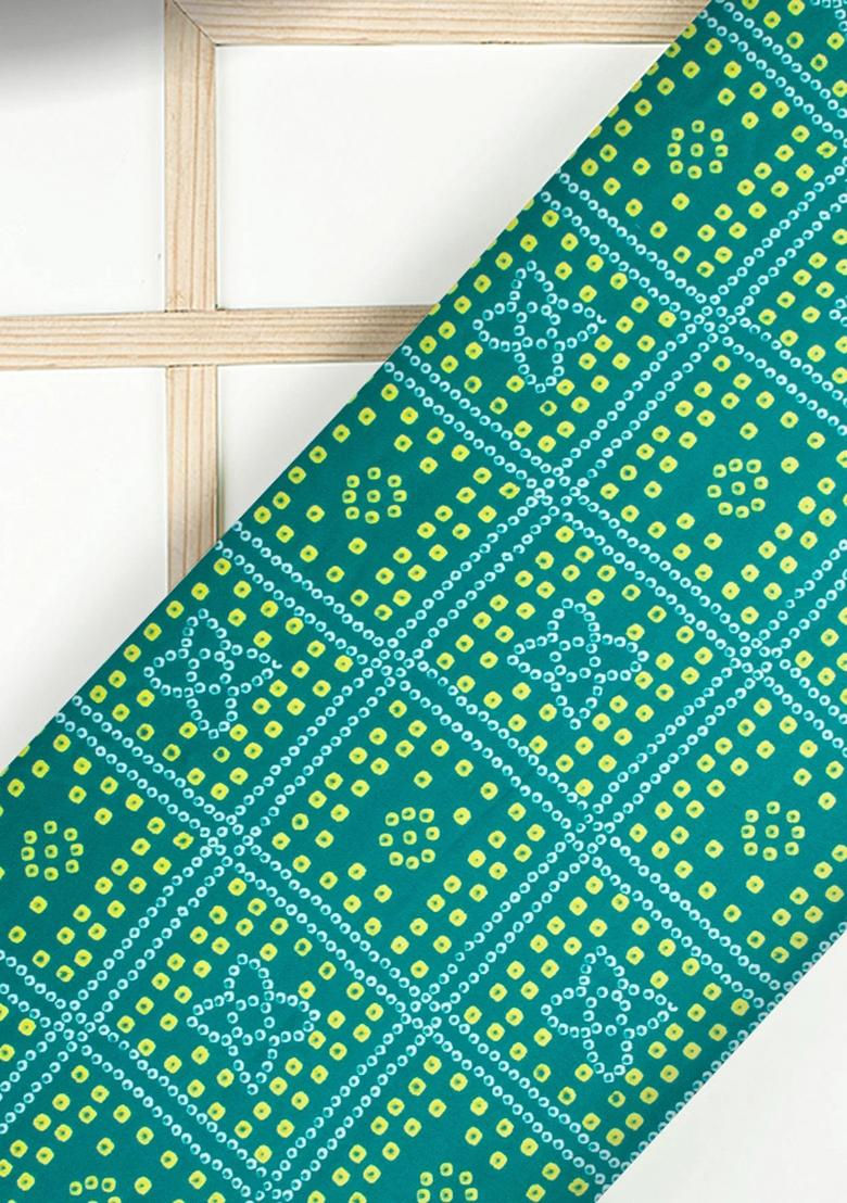 Green Printed Satin Lehenga Set - Indya