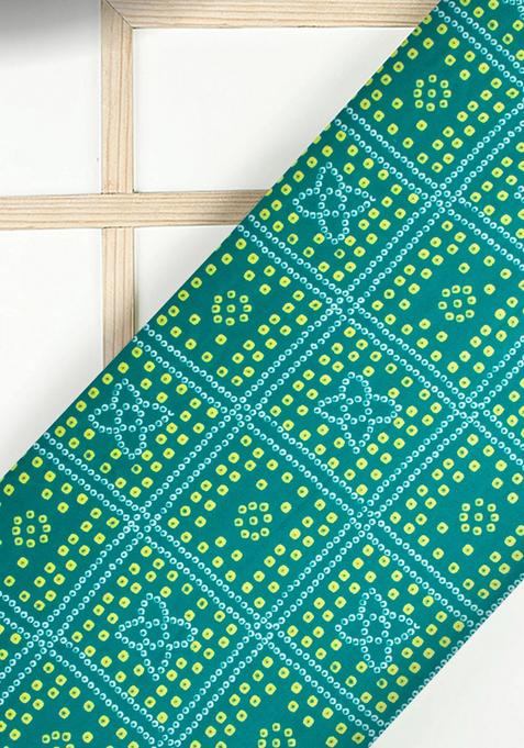 Green Printed Satin Lehenga Set