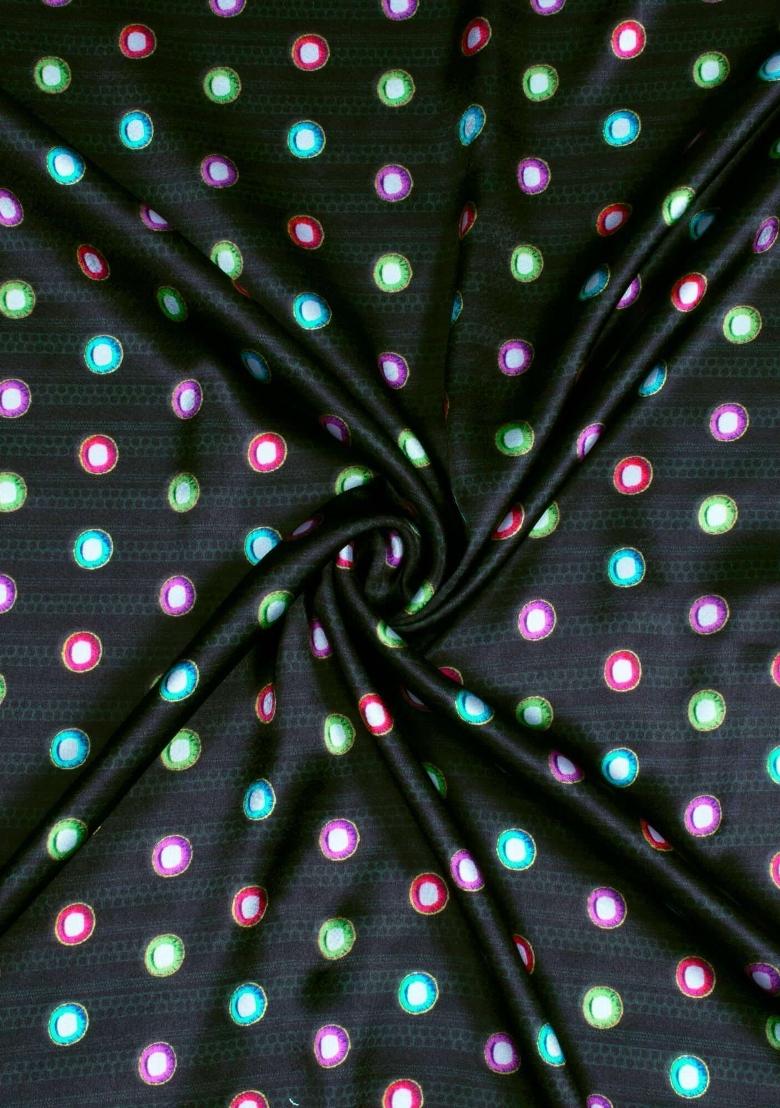 Black Printed Satin Lehenga Set