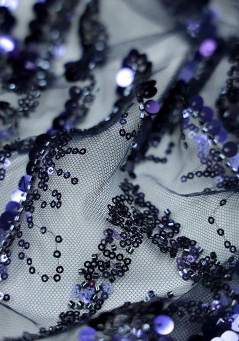 Blue Embroidered Blouse Georgette Pre Draped Saree Set