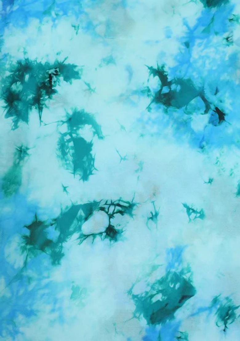 Blue Printed Satin Pre Draped Saree Set