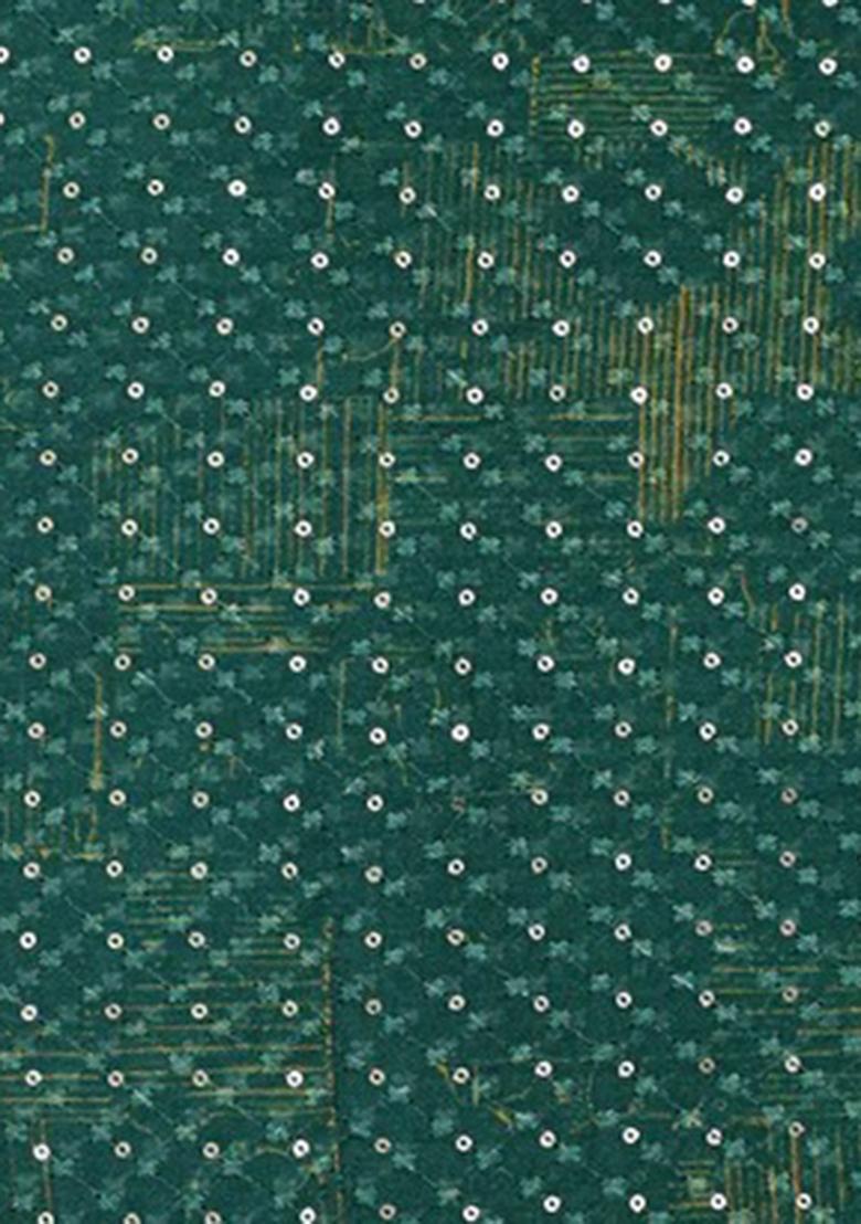 Green Sequin Embellished Blouse Chinon Pre Draped Saree Set