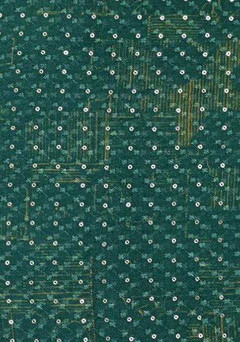 Green Sequin Embellished Blouse Chinon Pre Draped Saree Set