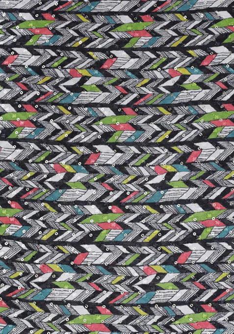 Black Embroidered Blouse Chinon Pre Draped Saree Set