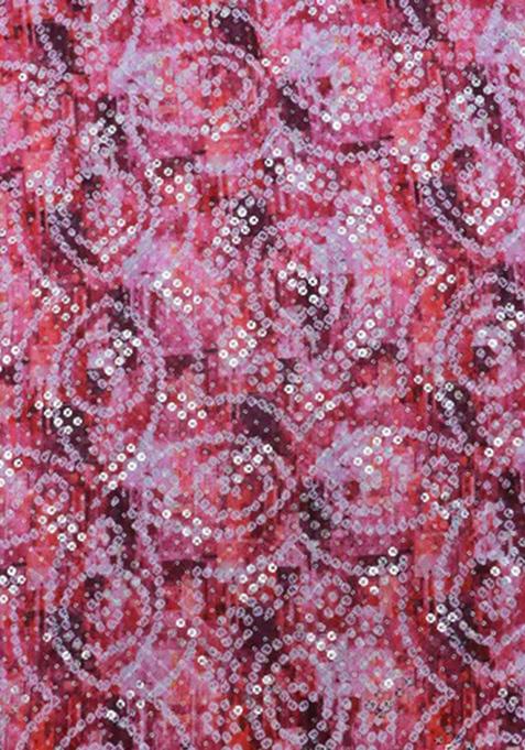 Pink Embroidered Blouse Chinon Pre Draped Saree Set