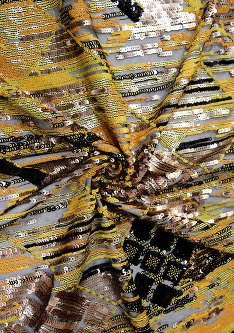 Yellow Embellished Blouse Georgette Pre Draped Saree Set